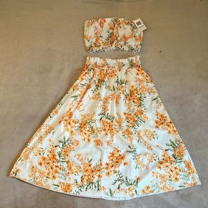 Two-piece floral skirt (lined) and bandeau top